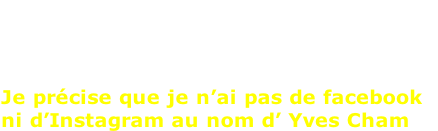 Je ne fais JAMAIS de casting et je n’ai pas d’assistant ou d’amis qui  recrutent pour moi.  Je prcise que je n’ai pas de facebook  ni d’Instagram au nom d’ Yves Cham